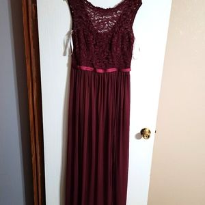 David's Bridal Wine Long Bridesmaid Dress